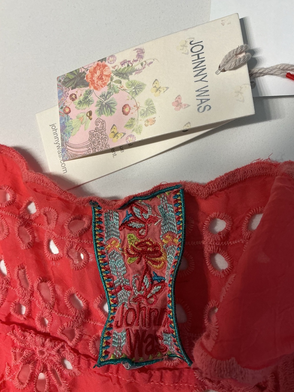 Johnny Was Calypso Coral Eyelet Embroidered Tank - Picture 10 of 10